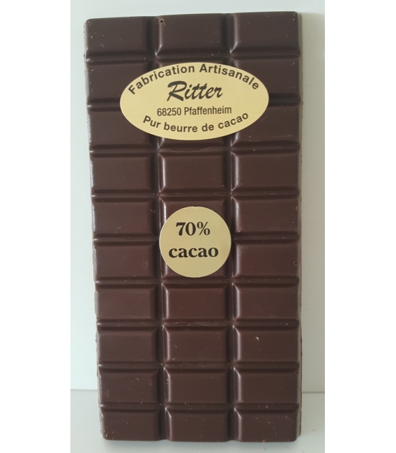 Tablette de chocolat noir 70% de cacao 100gr